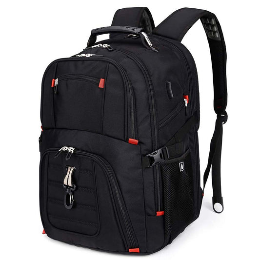 Dollcini, Rucsac unisex pentru laptop, impermeabil, cu port de încărcare USB, Negru