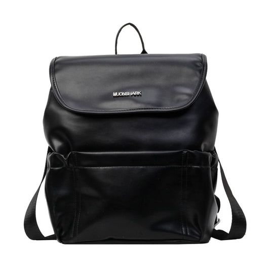 Rucsac Dollcini la modă pentru femei, capacitate mare - curea din piele PU, minimalist, pentru școală, serviciu și călătorii, negru strălucitor