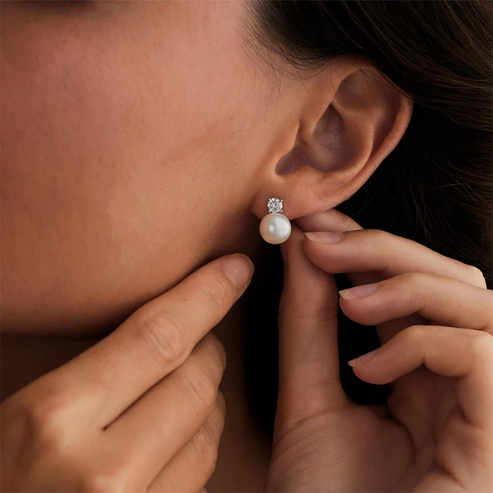 Dollcini Elegance Pearl Fülbevalók – Klasszikus és Gyémántos Gyöngy Fülbevaló