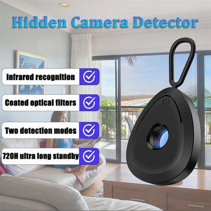 Dollcini pentru călătorii, Mini detector pentru camere ascunse – compact și portabil, confidențialitate, negru