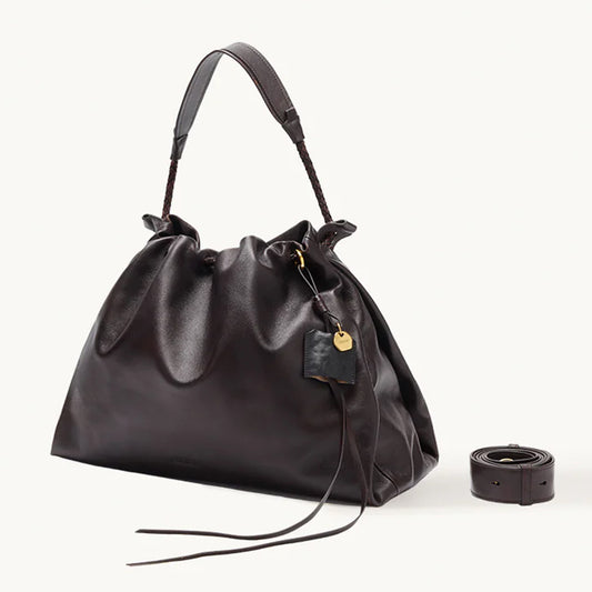Dollcini Geantă de umăr din piele naturală pentru femei – Geantă tote mare, Eleganță clasică