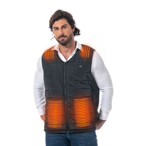 Dollcini Fűthető Férfi Mellény – 9 Zónás, USB Töltéssel, Fekete [A powerbankot külön kell megvásárolni]