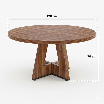 Dollcini Otthon Modern Kerek Étkezőasztal Dió Színben, 120 cm