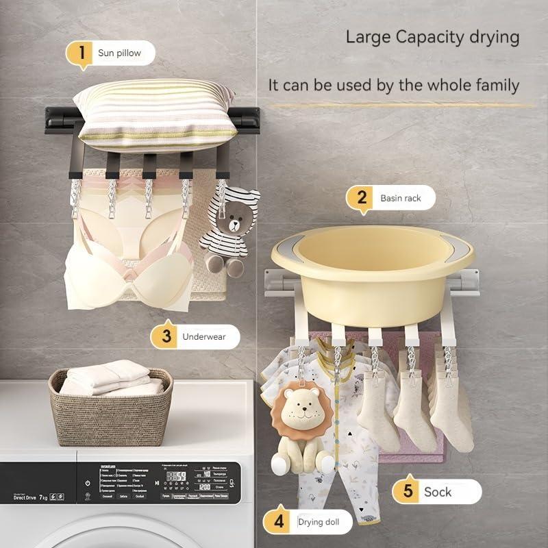 Dollcini Otthon Helytakarékos Fali Ruhaszárító – Többfunkciós