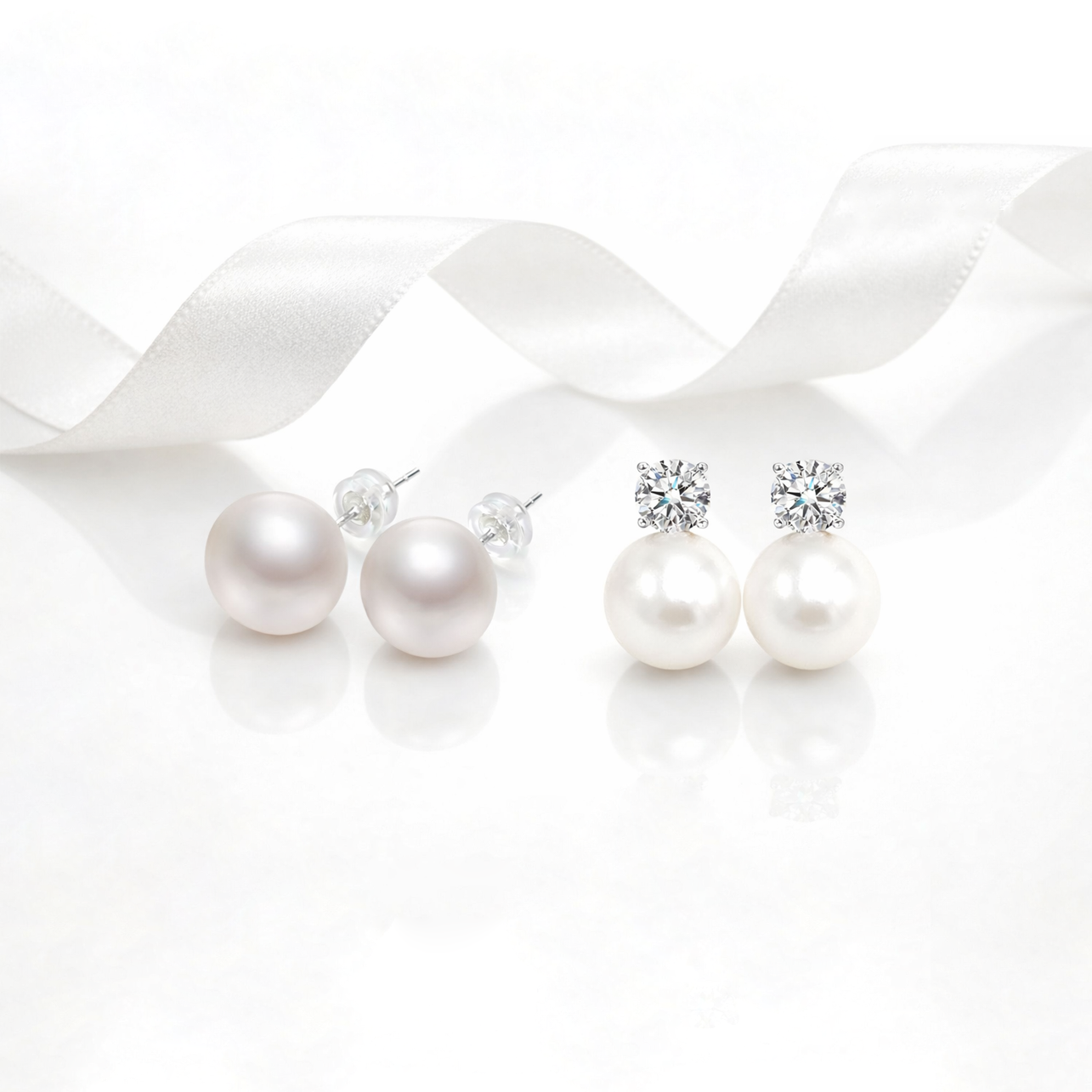 Dollcini Elegance Pearl Fülbevalók – Klasszikus és Gyémántos Gyöngy Fülbevaló