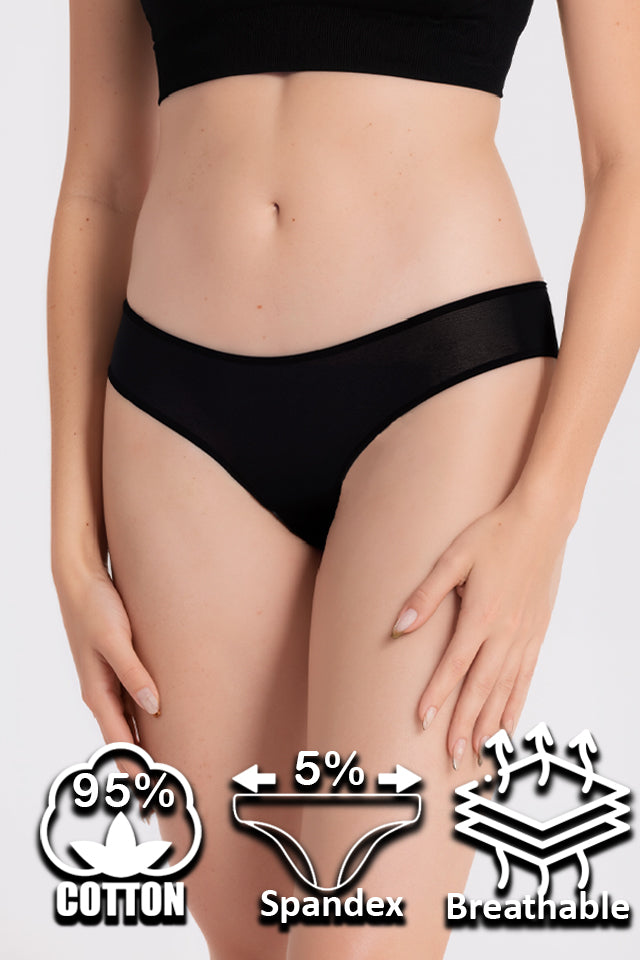 Dollcini ,Klasszikus Női Bugyi, Brazil Női Bugyi, 95% Pamut + Spandex-Többszínű, 6 db-os Csomag