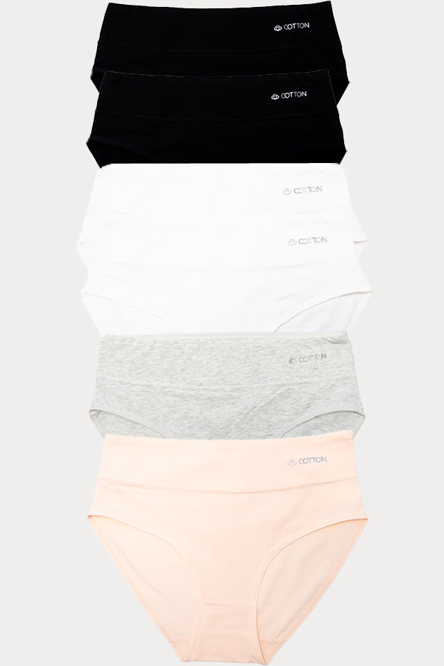 Dollcini ,Magas derekú női bugyi ,95% Pamut + Spandex-Többszínű, 6 db-os Csomag