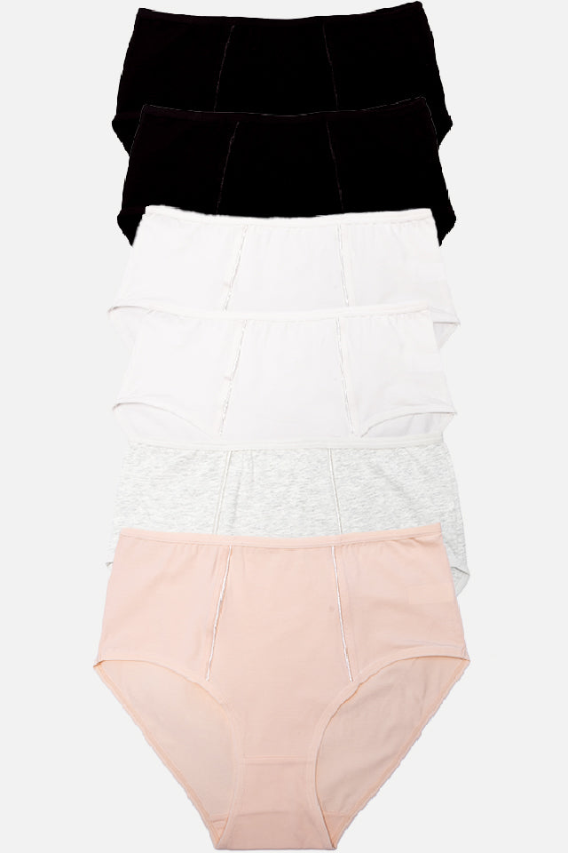 Dollcini ,Magas derekú női bugyi ,95% Pamut + Spandex-Többszínű, 6 db-os Csomag,8922