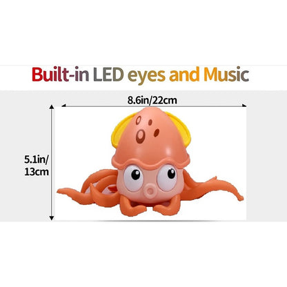 Dollcini Zenélő Mászó Polip Játék – LED Fényekkel, USB-s