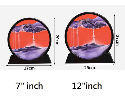 Pictură dinamică pe nisip 3D Dollcini - ramă medie de sticlă, decor dinamic cu clepsidră