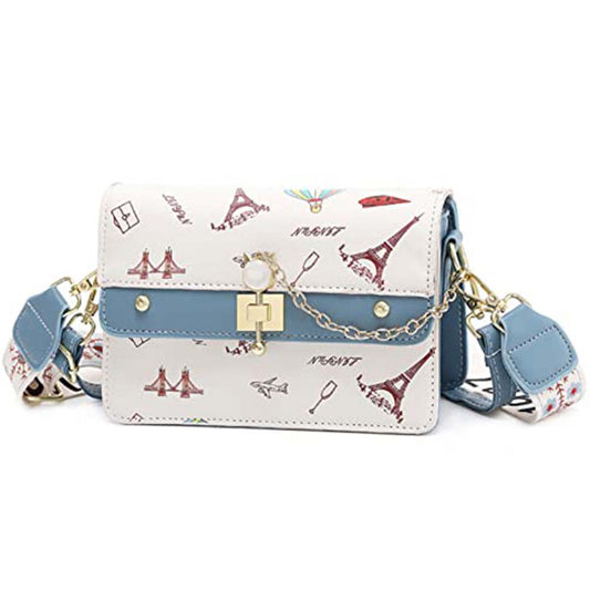 Geantă elegantă Dollcini Crossbody – Geantă de umăr compactă din PU pentru femei, pentru serviciu, oraș, cadou, albastră