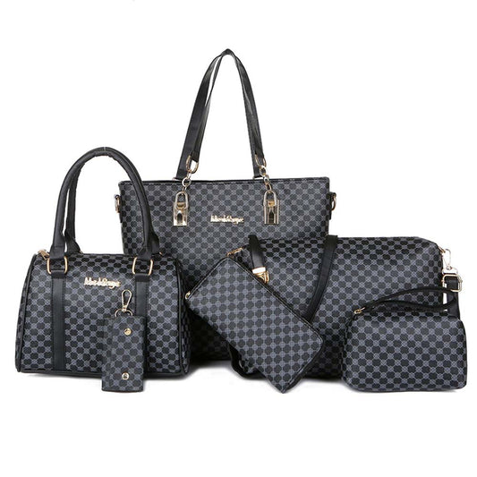 Set de genți de mână Dollcini pentru femei - Geantă elegantă din piele PU, geantă de umăr, portofel și suport pentru carduri, 6 bucăți