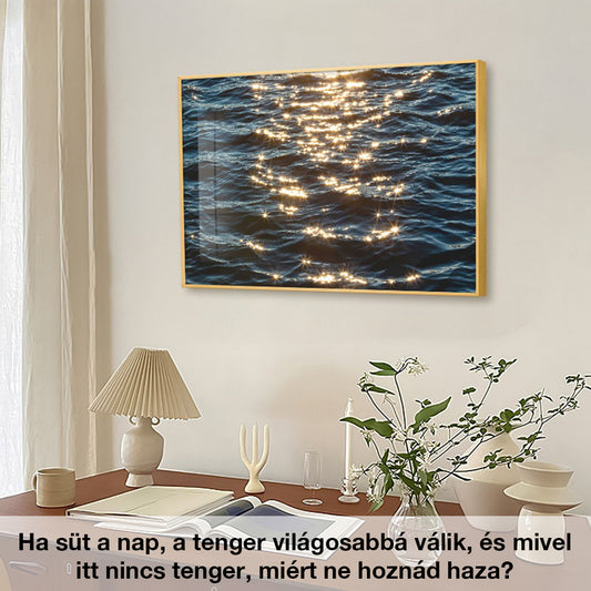 Pictură Dollcini 3D cu mare în ramă de sticlă – Decor de masă dinamic și relaxant