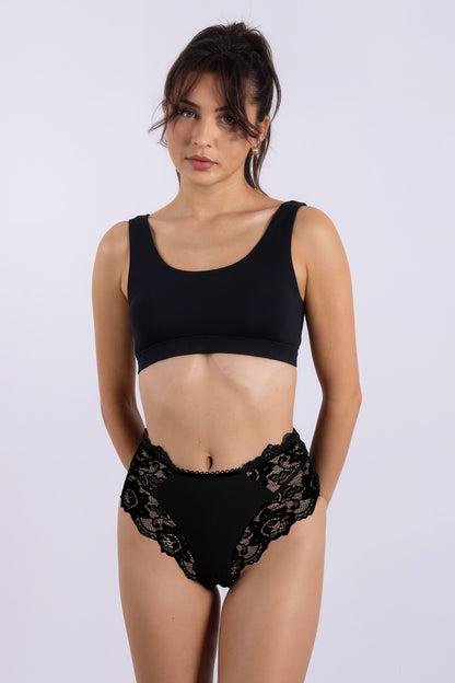 Dollcini ,Magas Derekú Női Bugyi ,Brazil Női Bugyi,Virágmintás Csipkés Női Bugyi -95% pamut + spandex,Többszínű,6 db-os Csomag