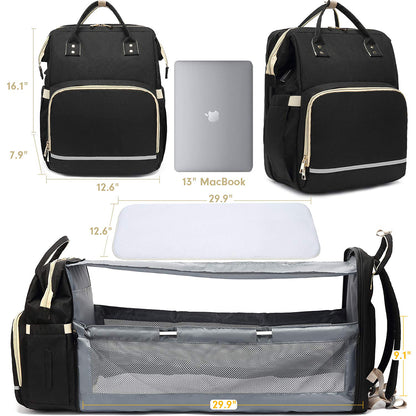 Rucsac multifuncțional Dollcini pentru bebeluși – cu pătuț pliabil și design impermeabil 