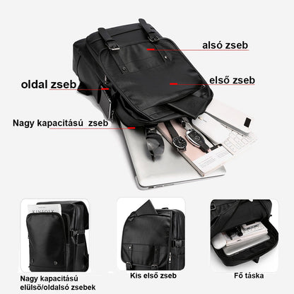 Rucsac Dollcini impermeabil negru pentru laptop de 15,6” – Geantă de școală modernă cu mai multe buzunare pentru călătorii și serviciu, culori multiple