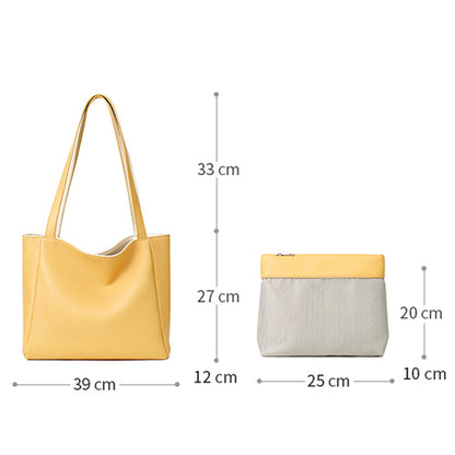 Set de genți de damă Dollcini din două piese - Geantă de cumpărături spațioasă și geantă de toaletă cu fermoar în albastru pastel, Mai multe culori