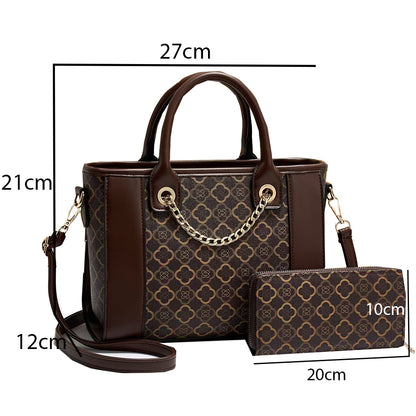 Set de 2 genți de mână pentru femei Dollcini - Genți premium din piele ecologică, cu un design elegant și practic, maro