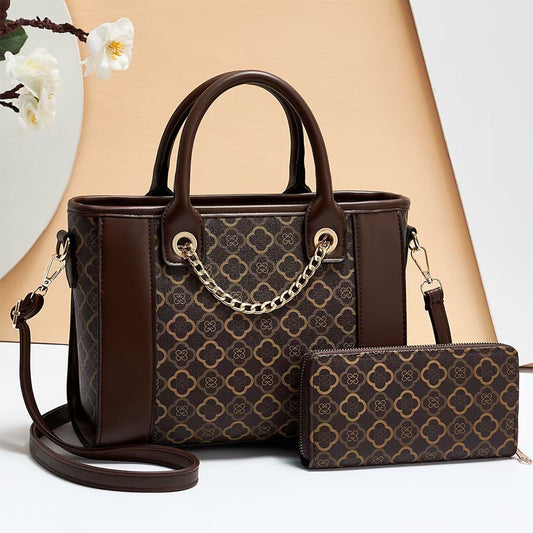 Set de 2 genți de mână pentru femei Dollcini - Genți premium din piele ecologică, cu un design elegant și practic, maro