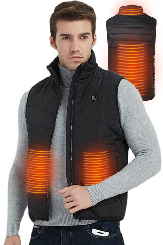 Dollcini, Vestă elegantă încălzită pentru bărbați, Vestă de iarnă, cu sistem de încălzire USB, Jachetă izolată electric, Negru